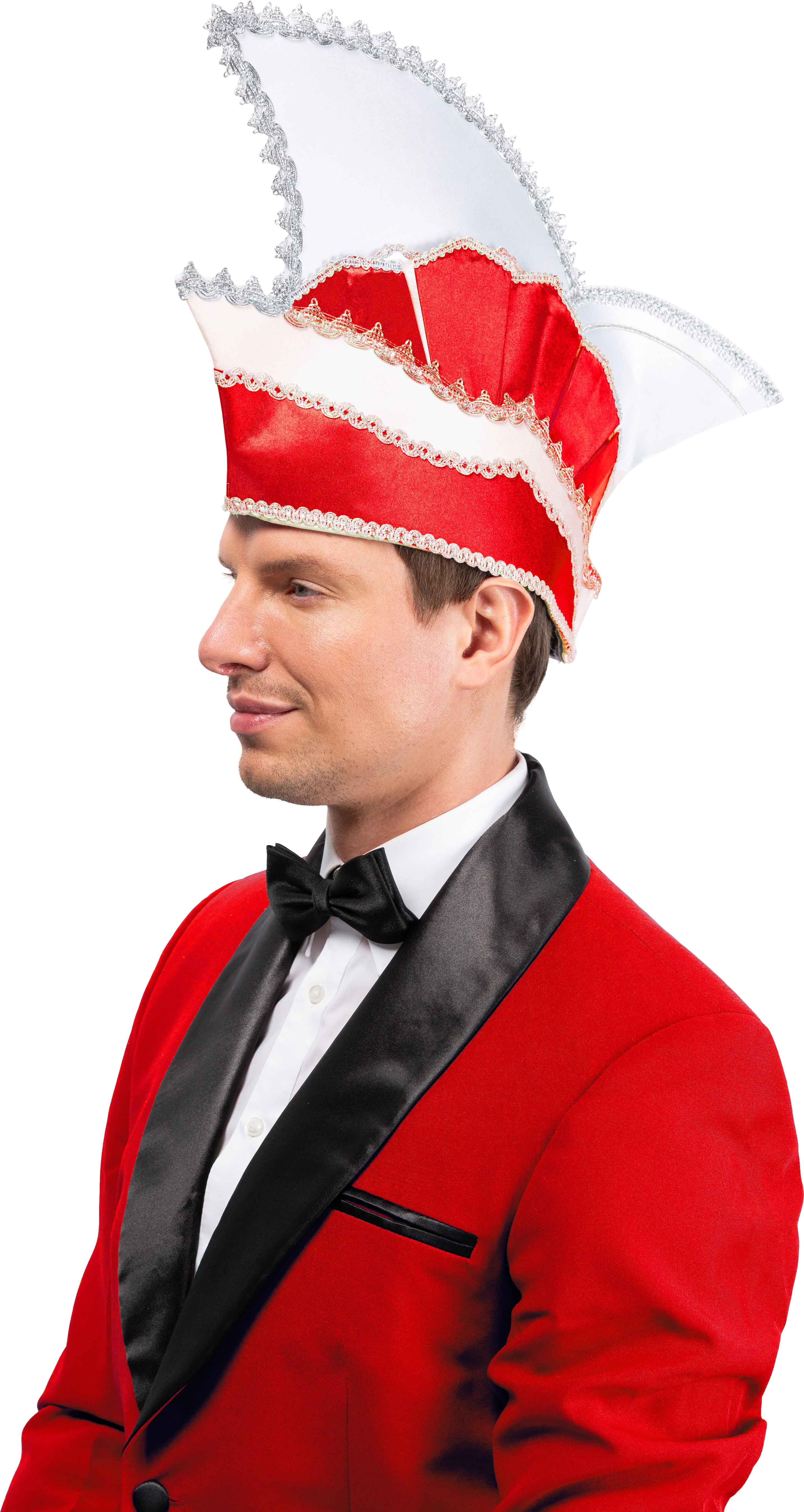 Committee cap, red-white, golden trim