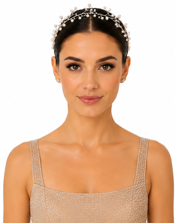 Accessoire pour cheveux : couronne de perles