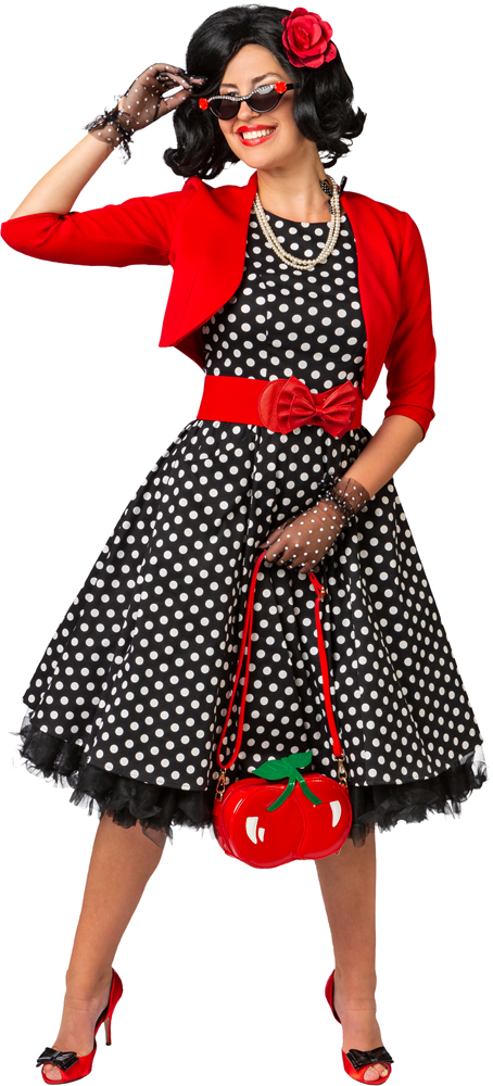 Black/white dotted rockabilly dress