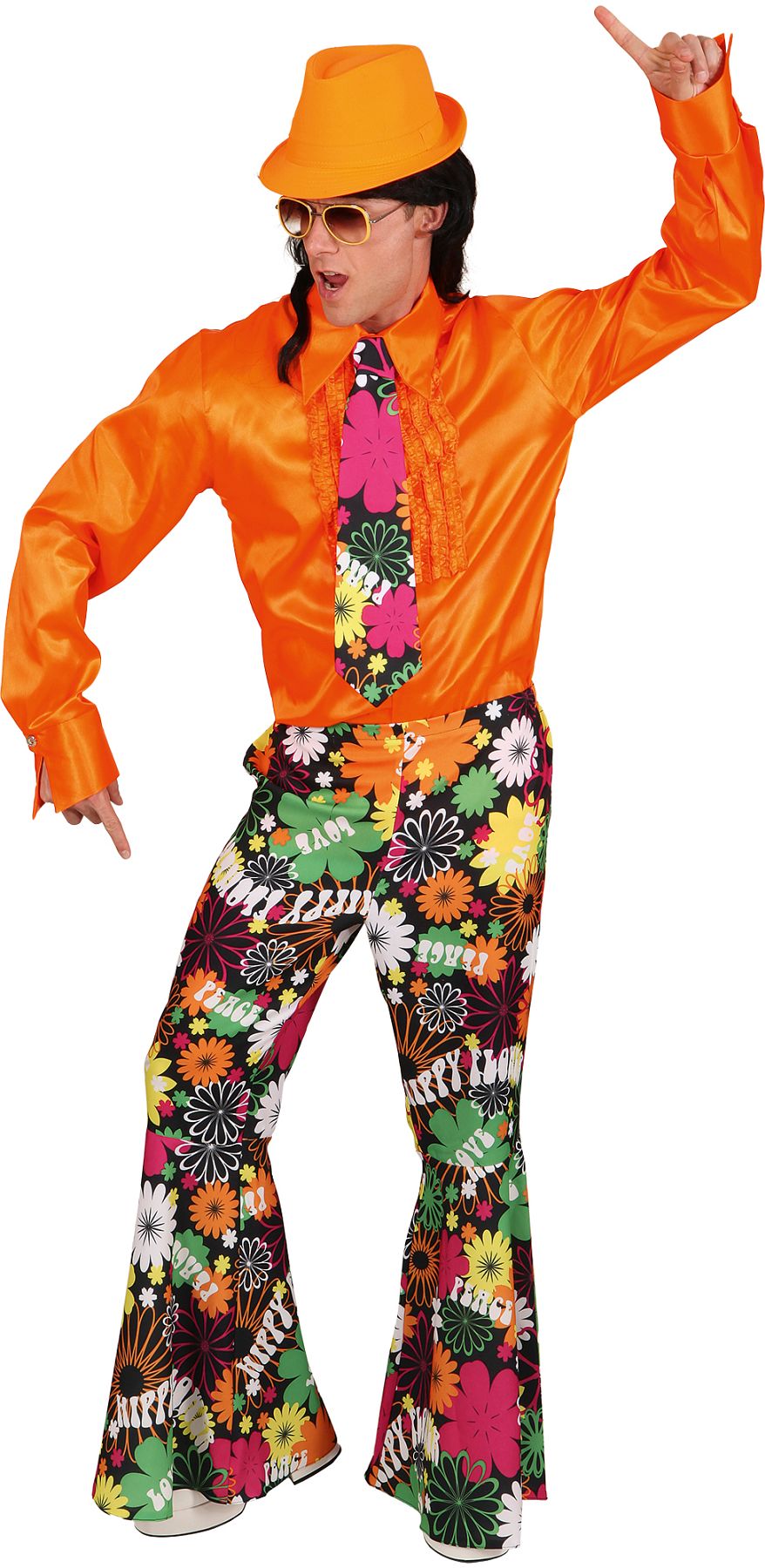 Men's flared trousers flower meadow with pocket