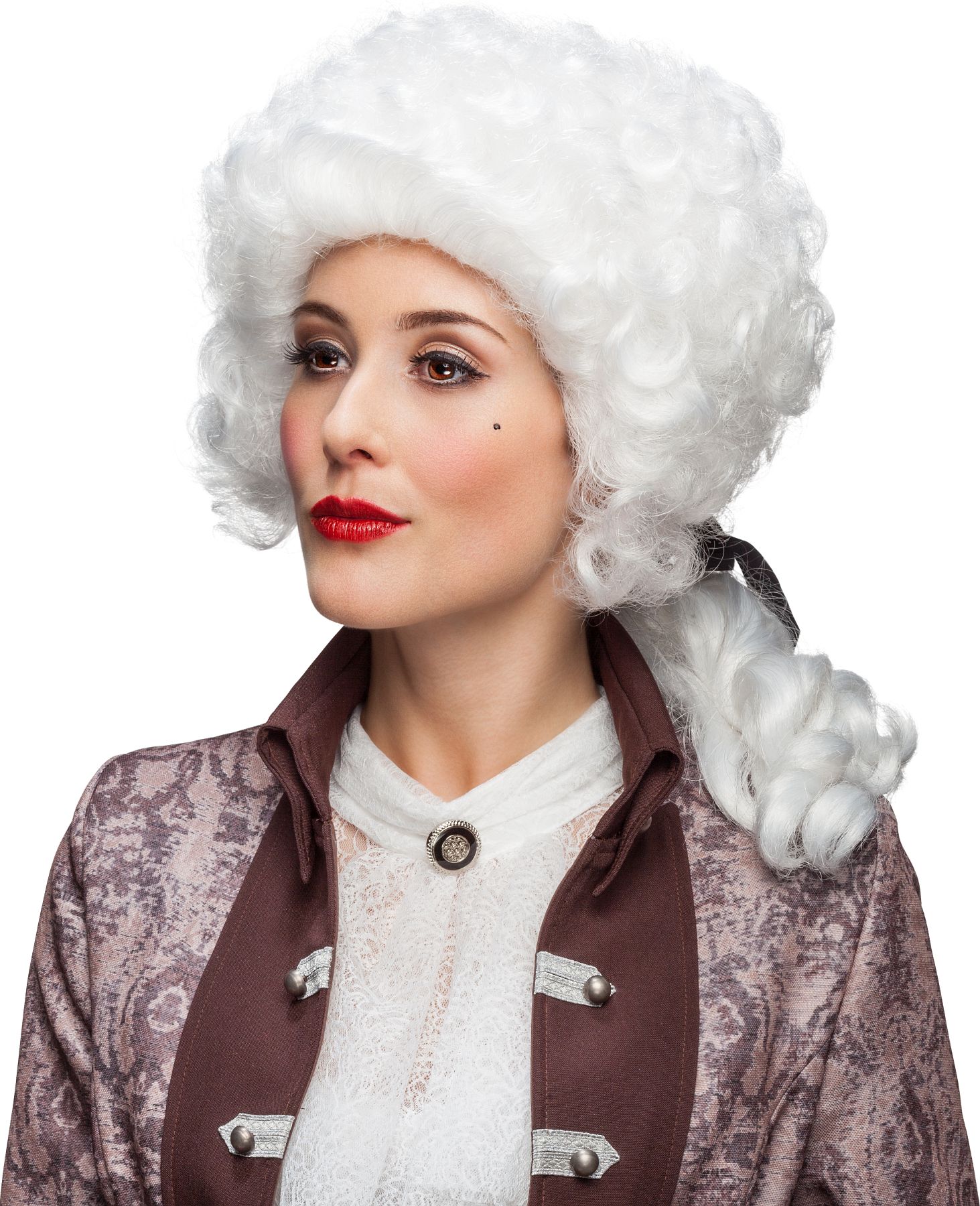 Baroque wig with open braid, white