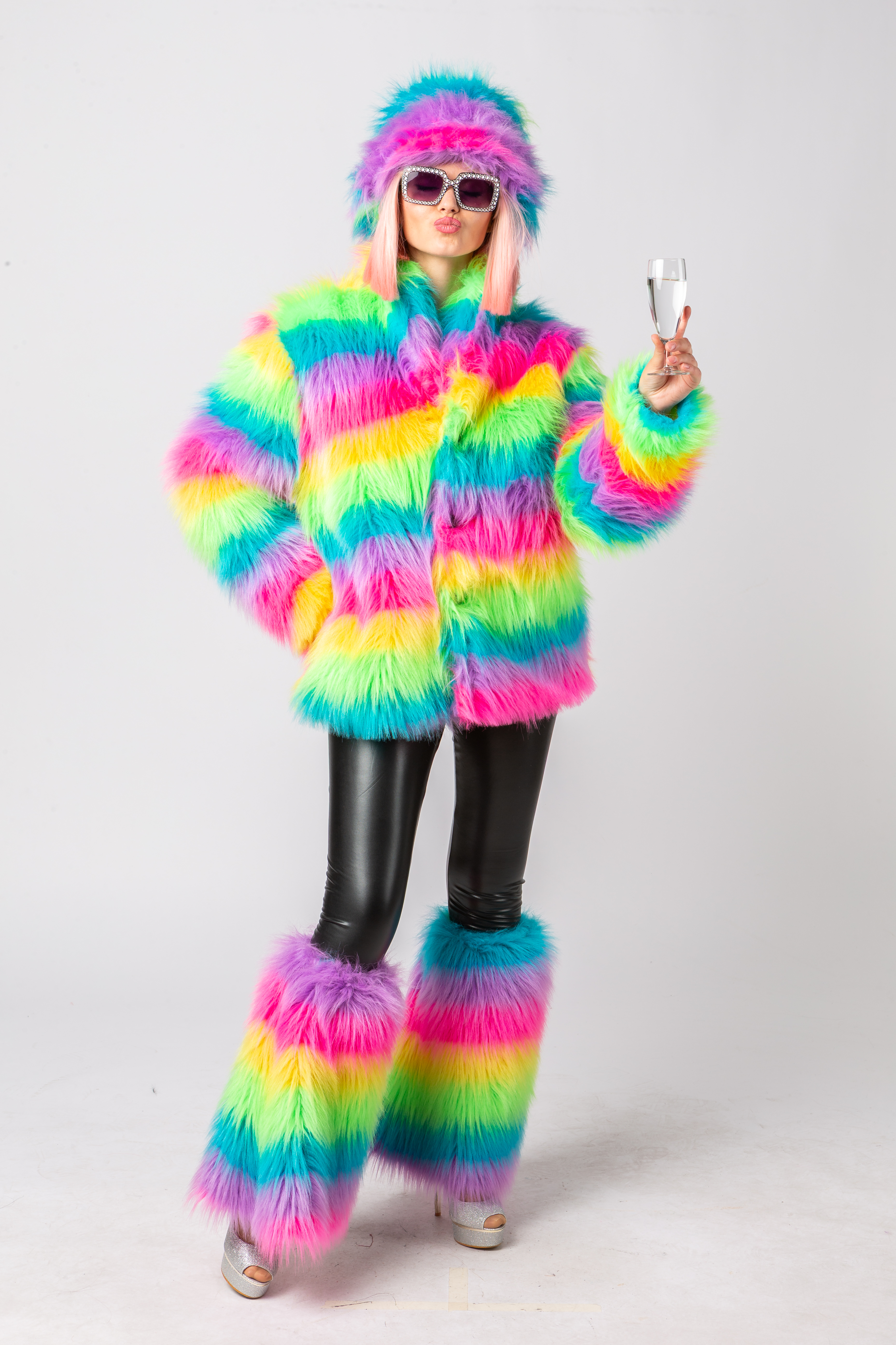 Plüsch-Jacke, langes Flor, multicolor