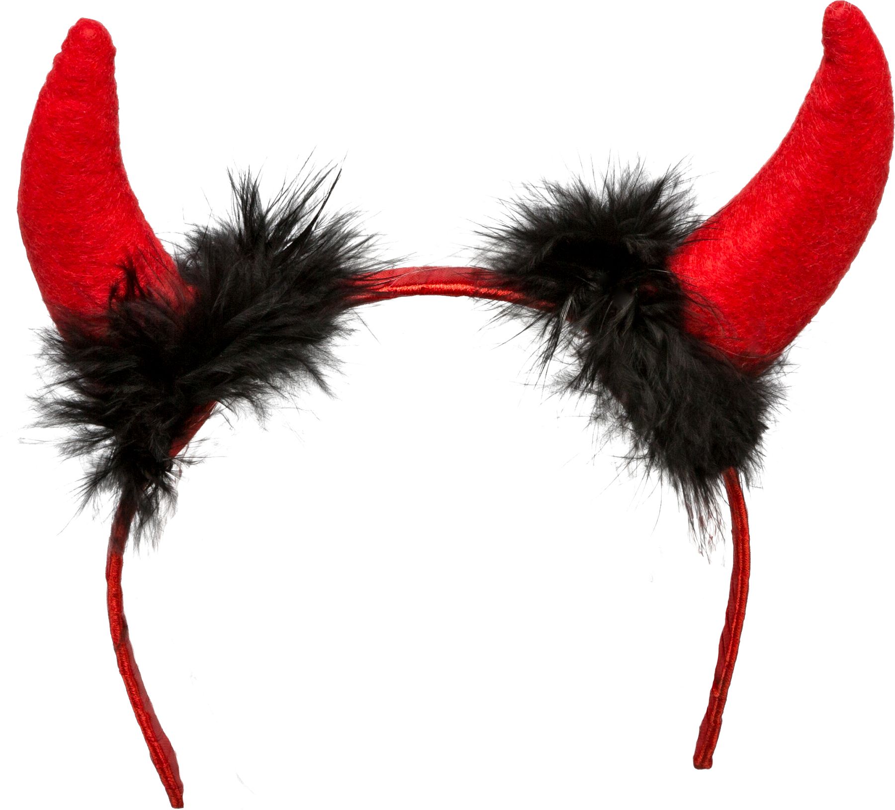 Devil hairband, red horns with black marabu