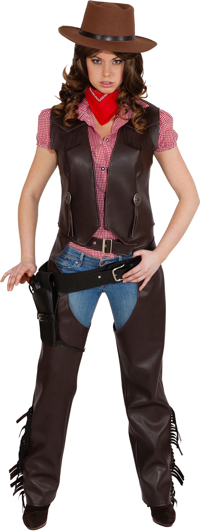 Gilet cowgirl, marron