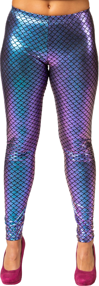 Leggings fish scales, bright-blue