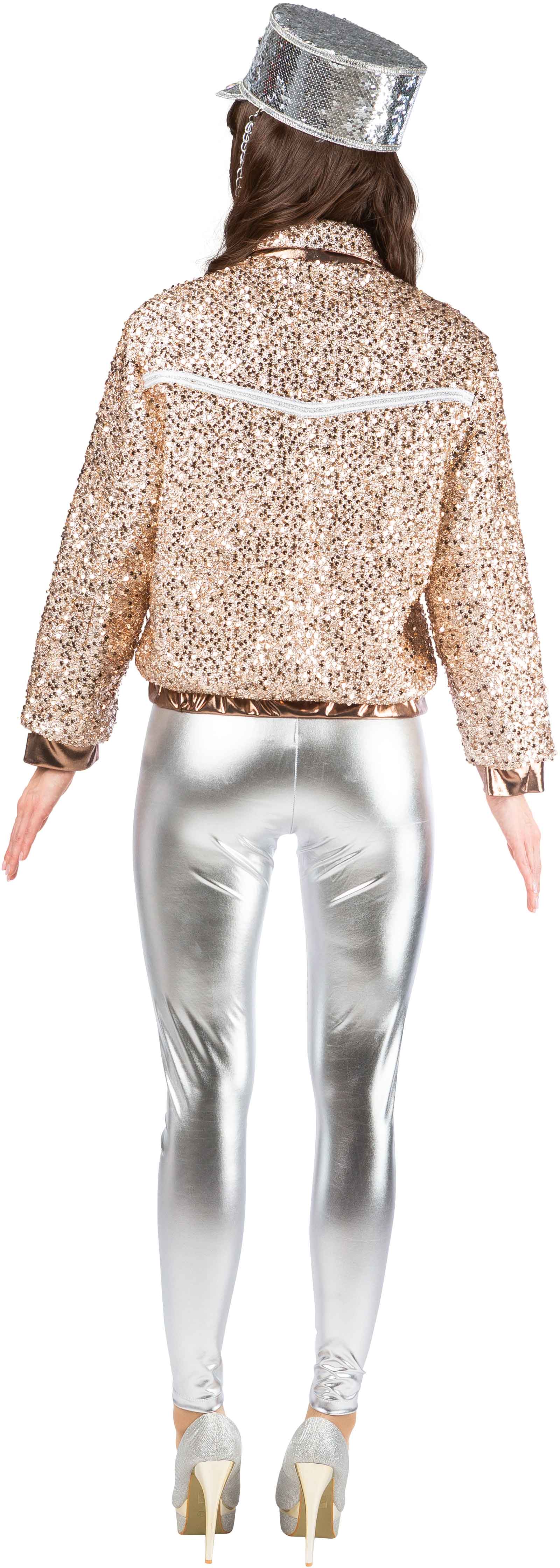 Sequin bomber jacket, champagne