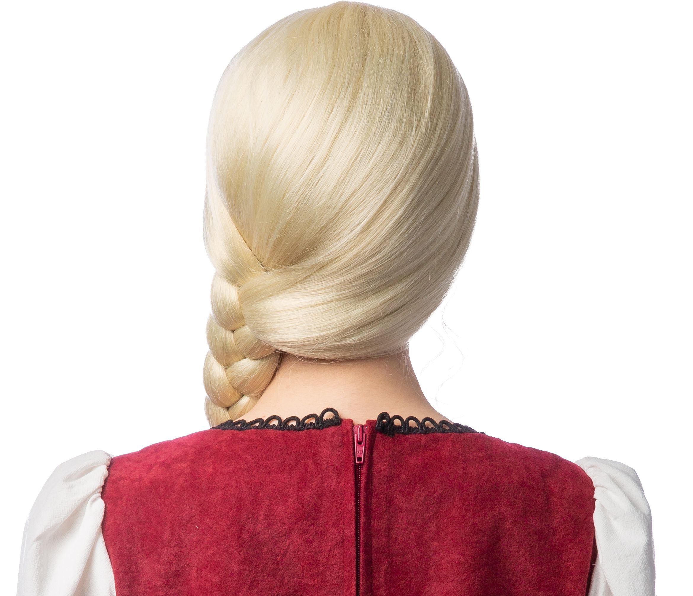 Perruque avec une longue tresse sur le côté, blonde