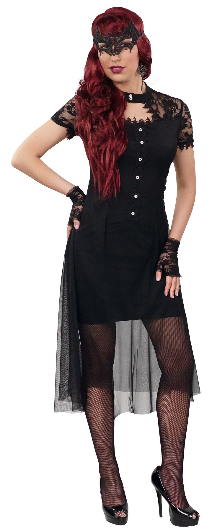 Gothic dress Vokuhila, black