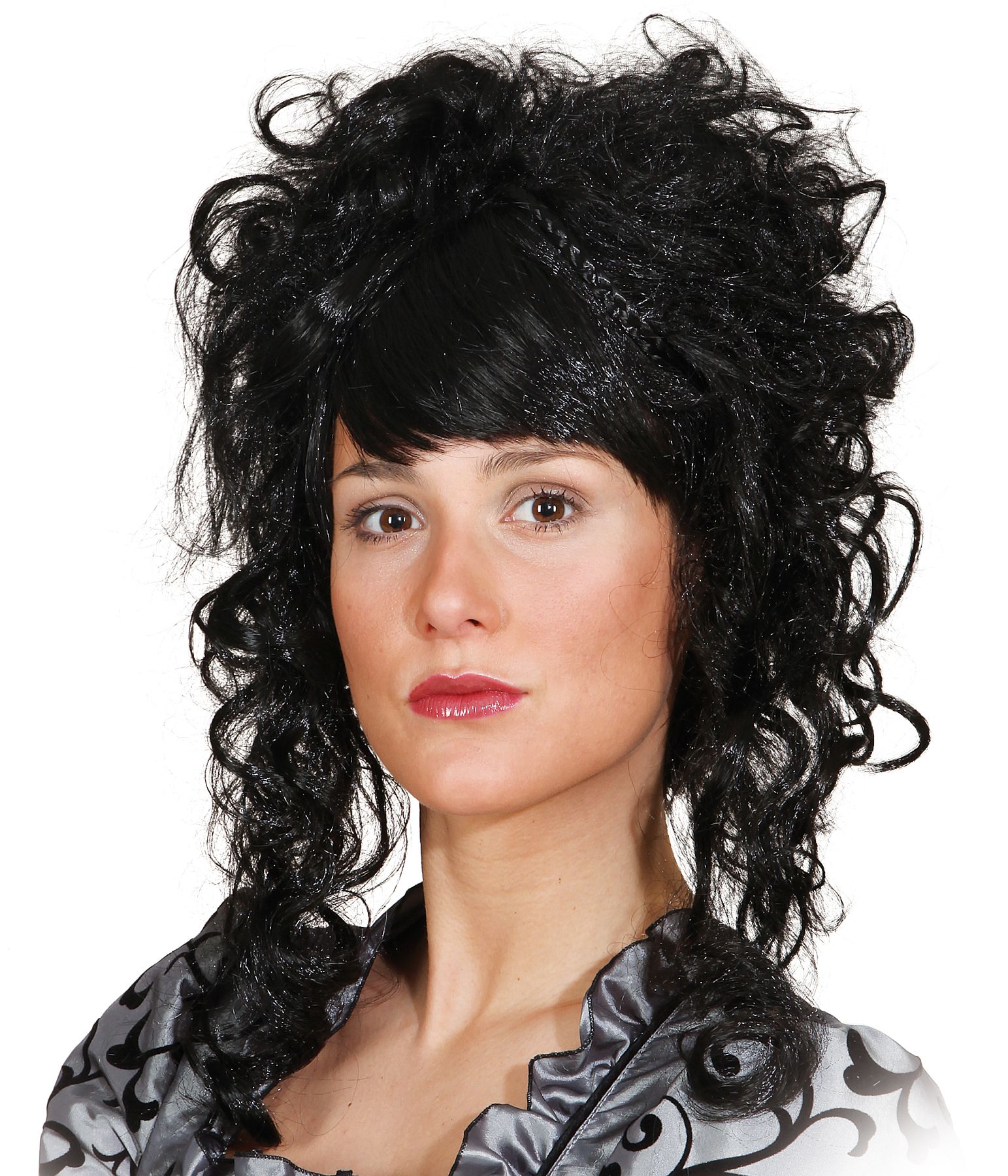 Perruque à cheveux court bouclée pour dames, noire