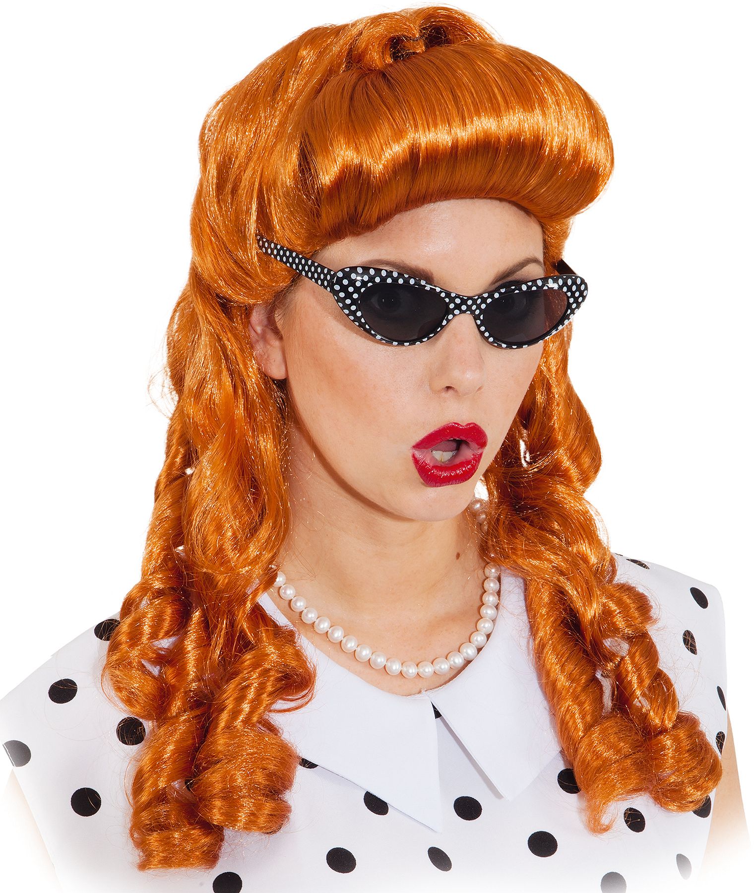 Rock and roll wig curled, copper - Sale