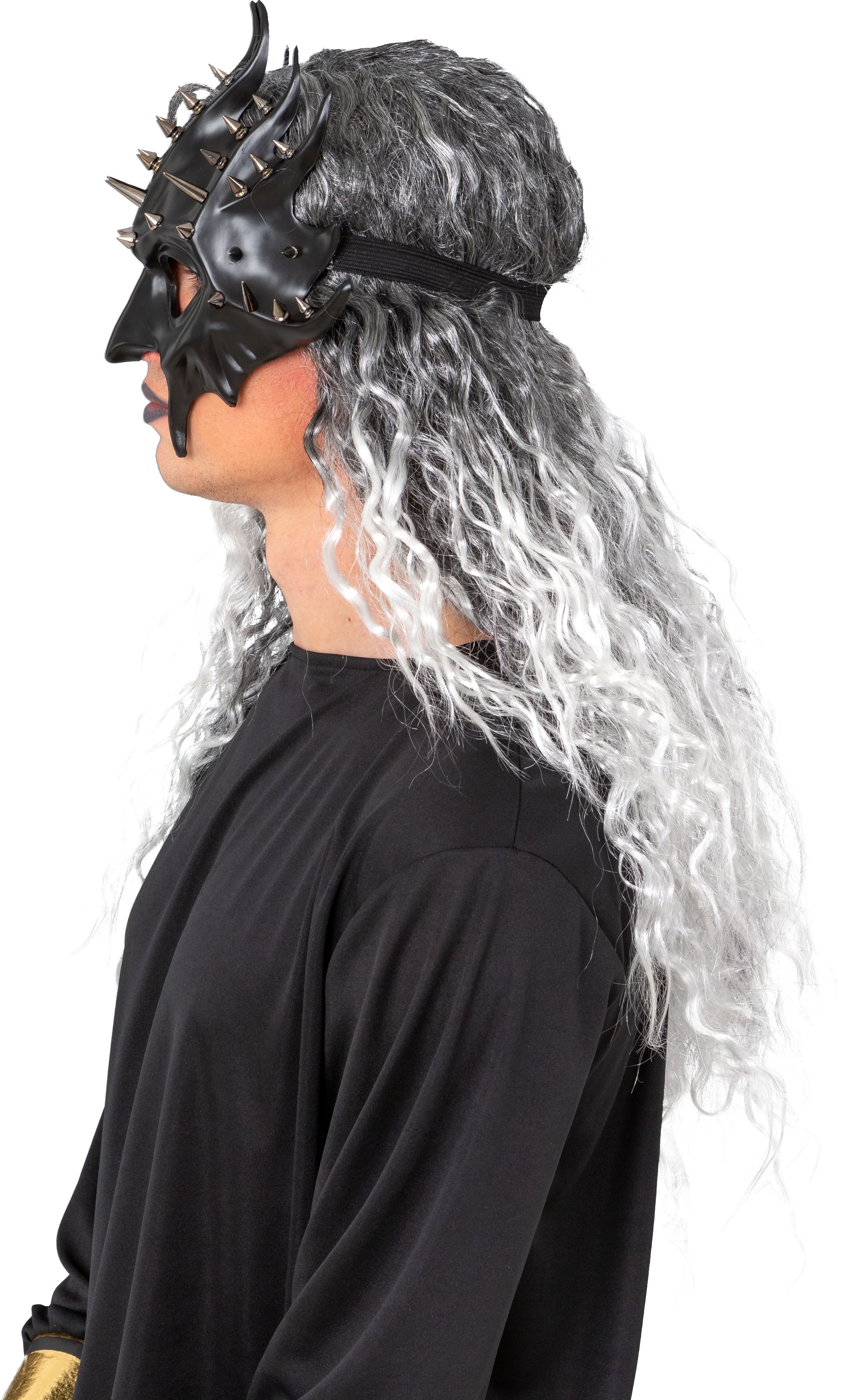 Halbmaske schwarz mit Nieten