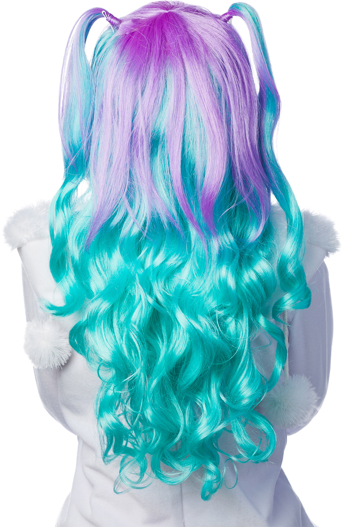 Braided manga wig, turquoise/purple