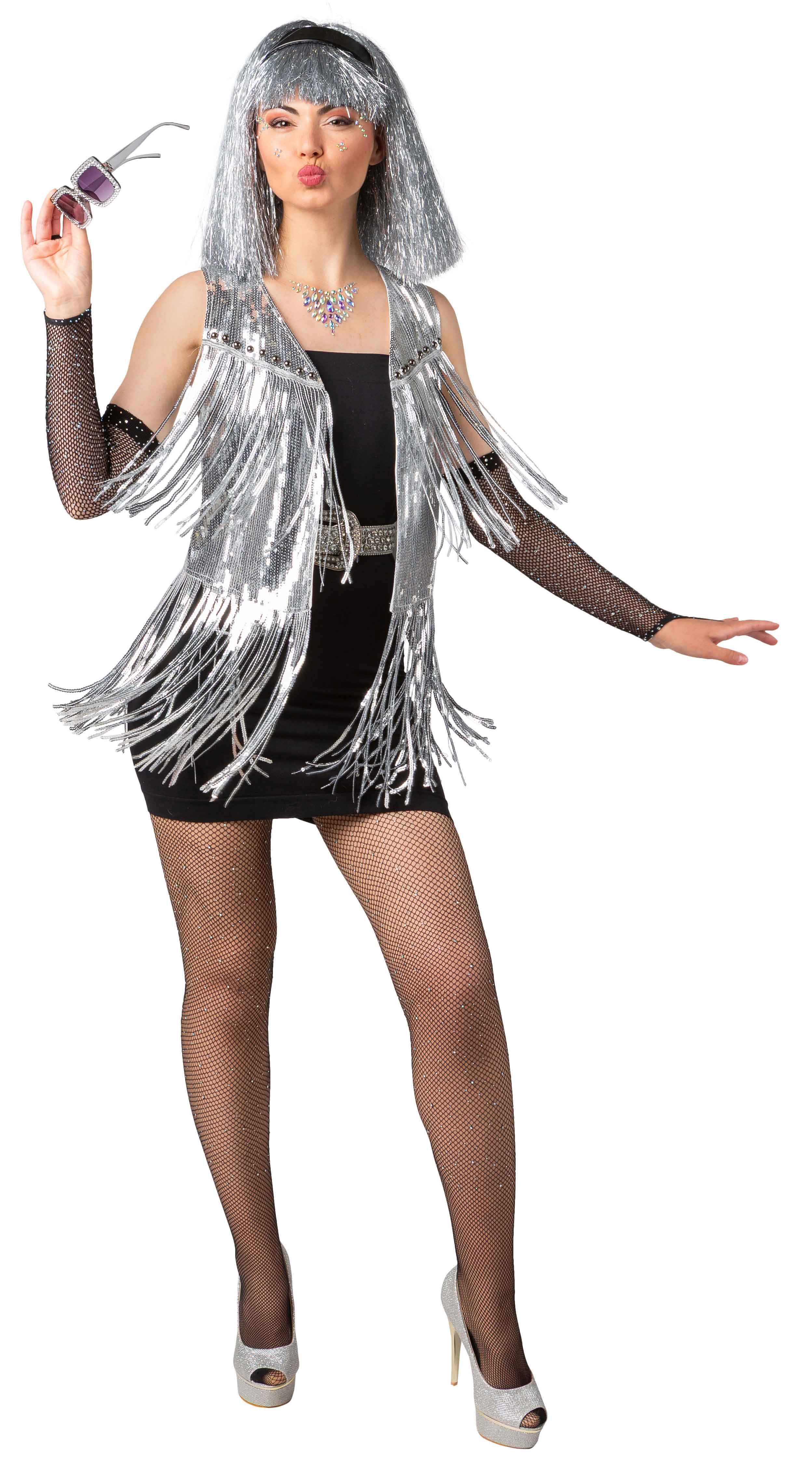Paillettenweste, silber  -3XL/4XL