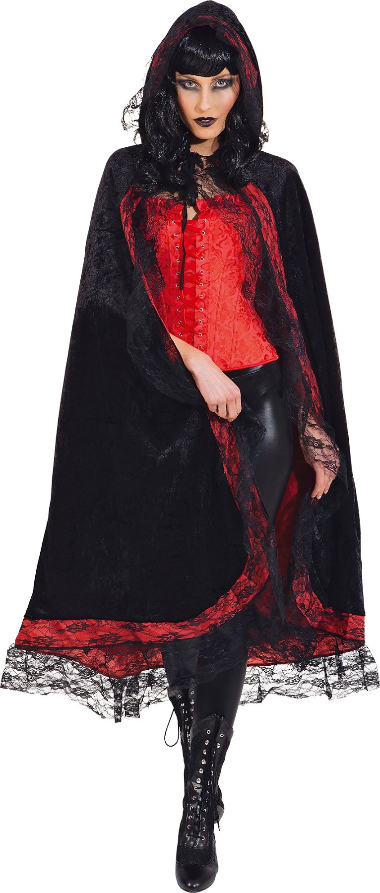 Cape black-red with lace