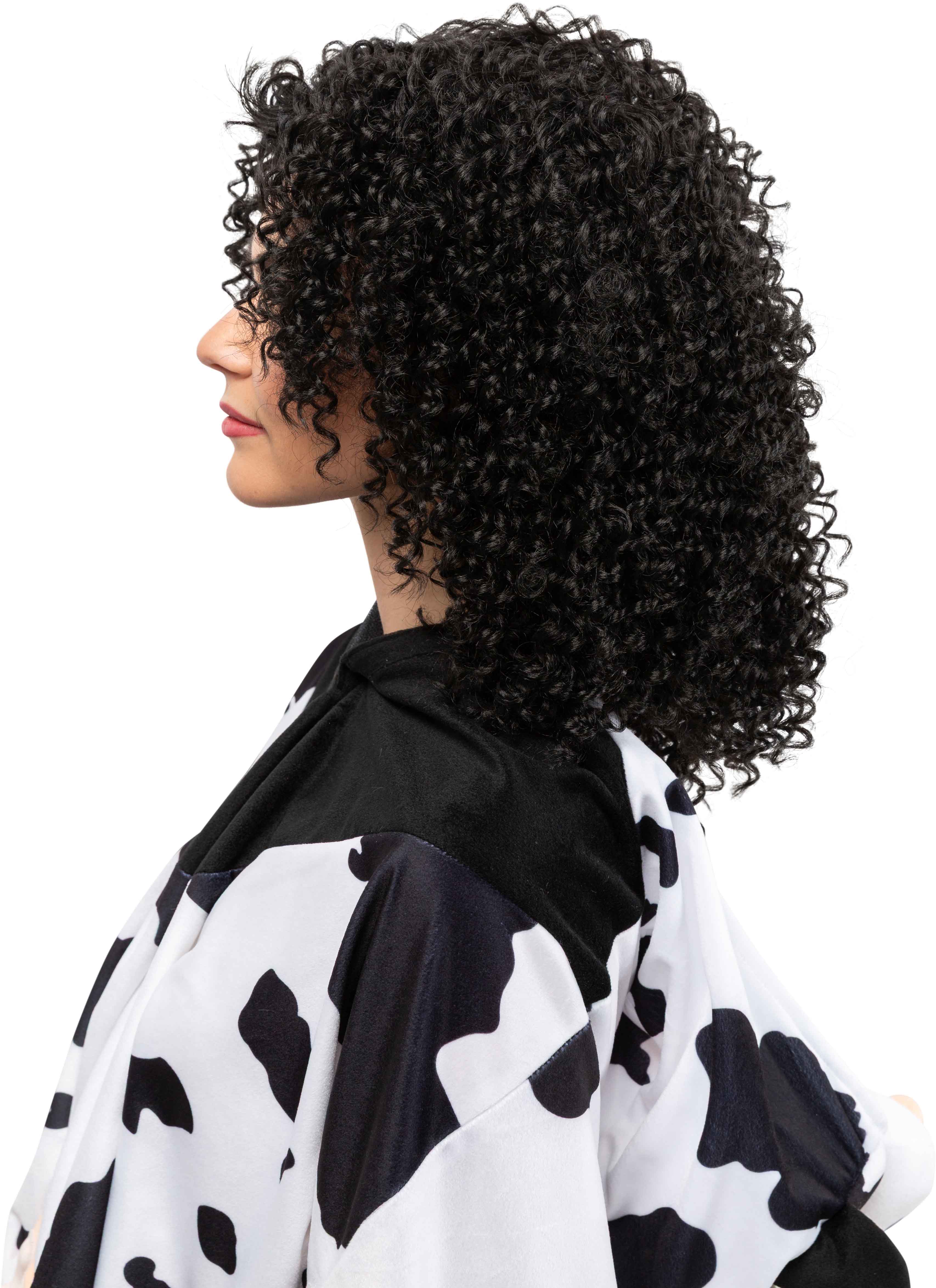 Maiden curly wig, black