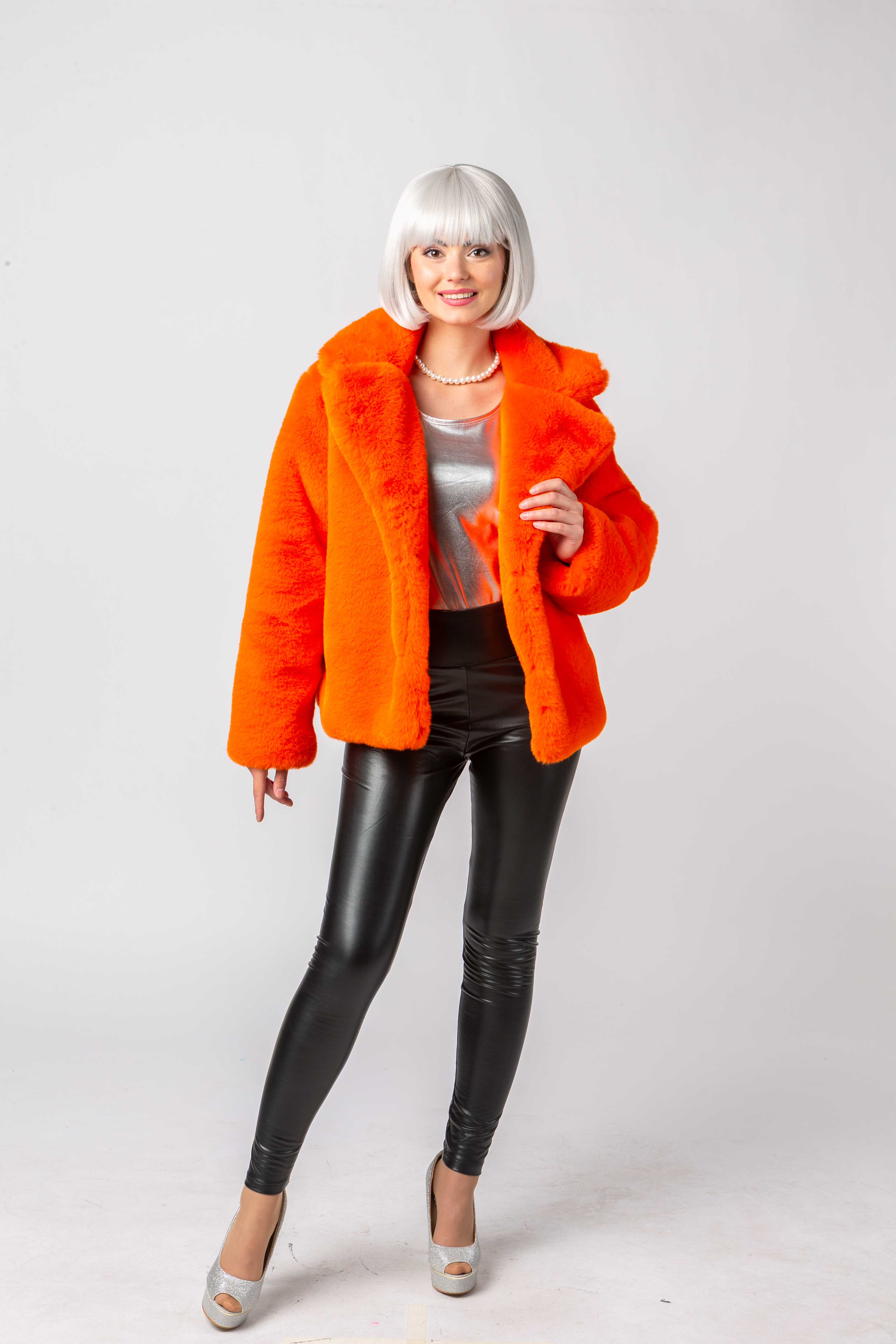 Plüschjacke, orange