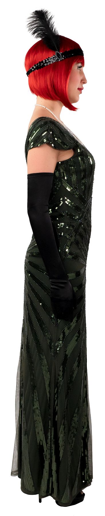 Robe longue à paillettes, verte