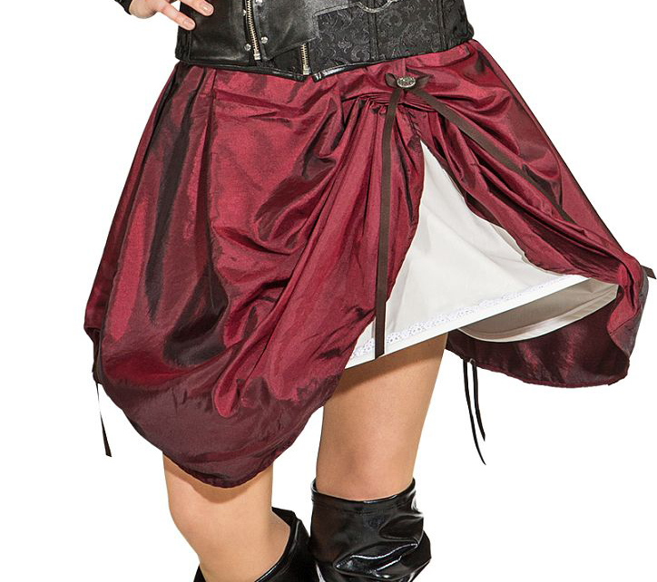 Jupe cerceau steampunk, rouge-vin