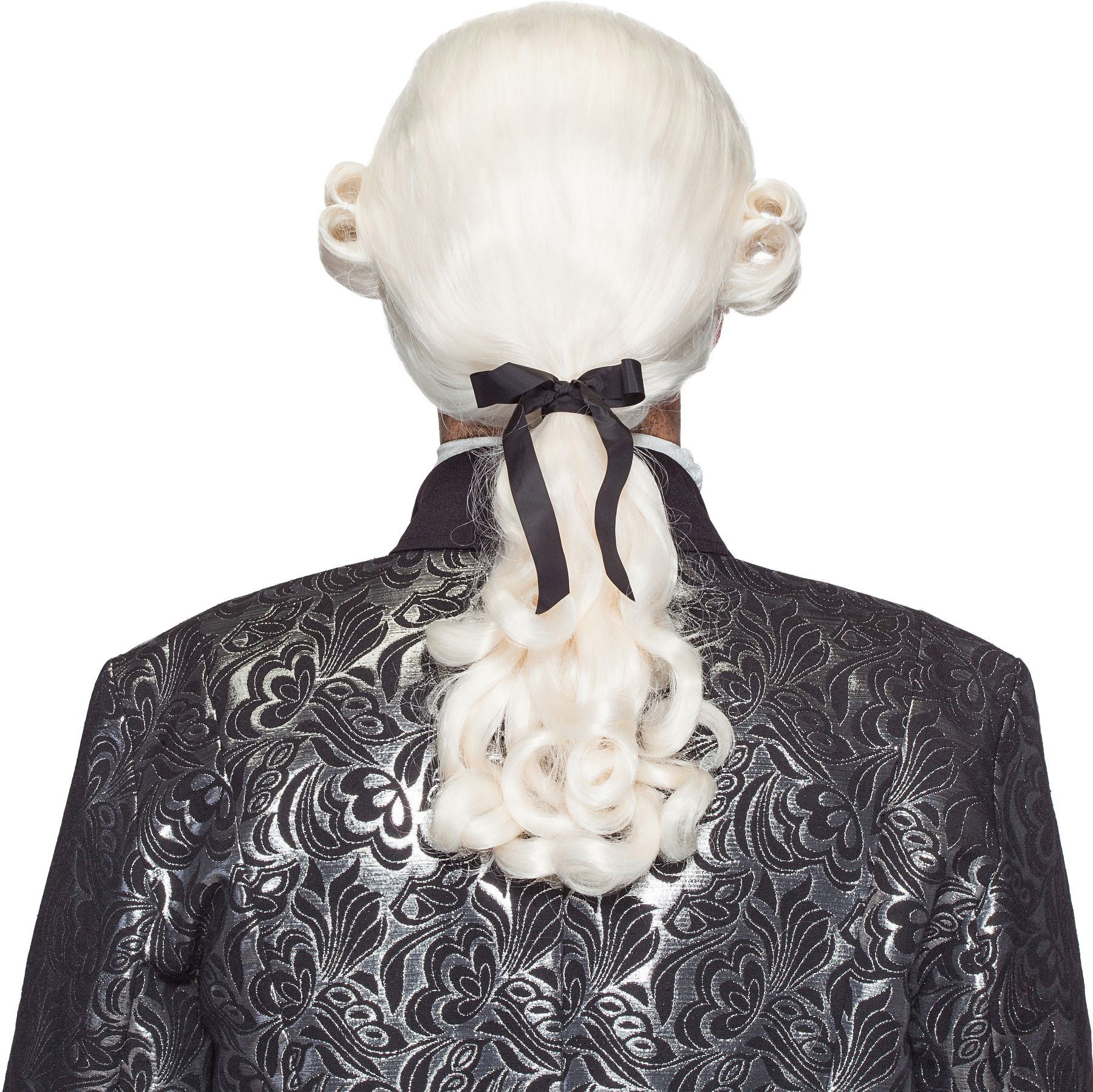 Braided baroque men's wig, creme-white