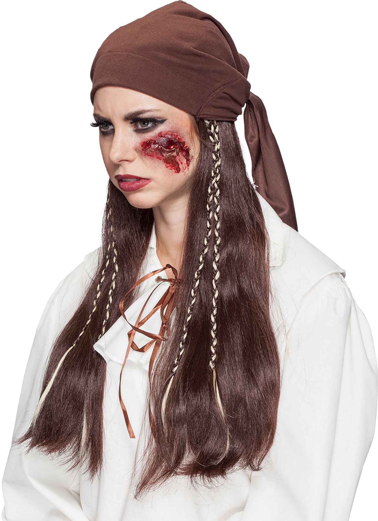 Caribic Pirate wig with brown scarf