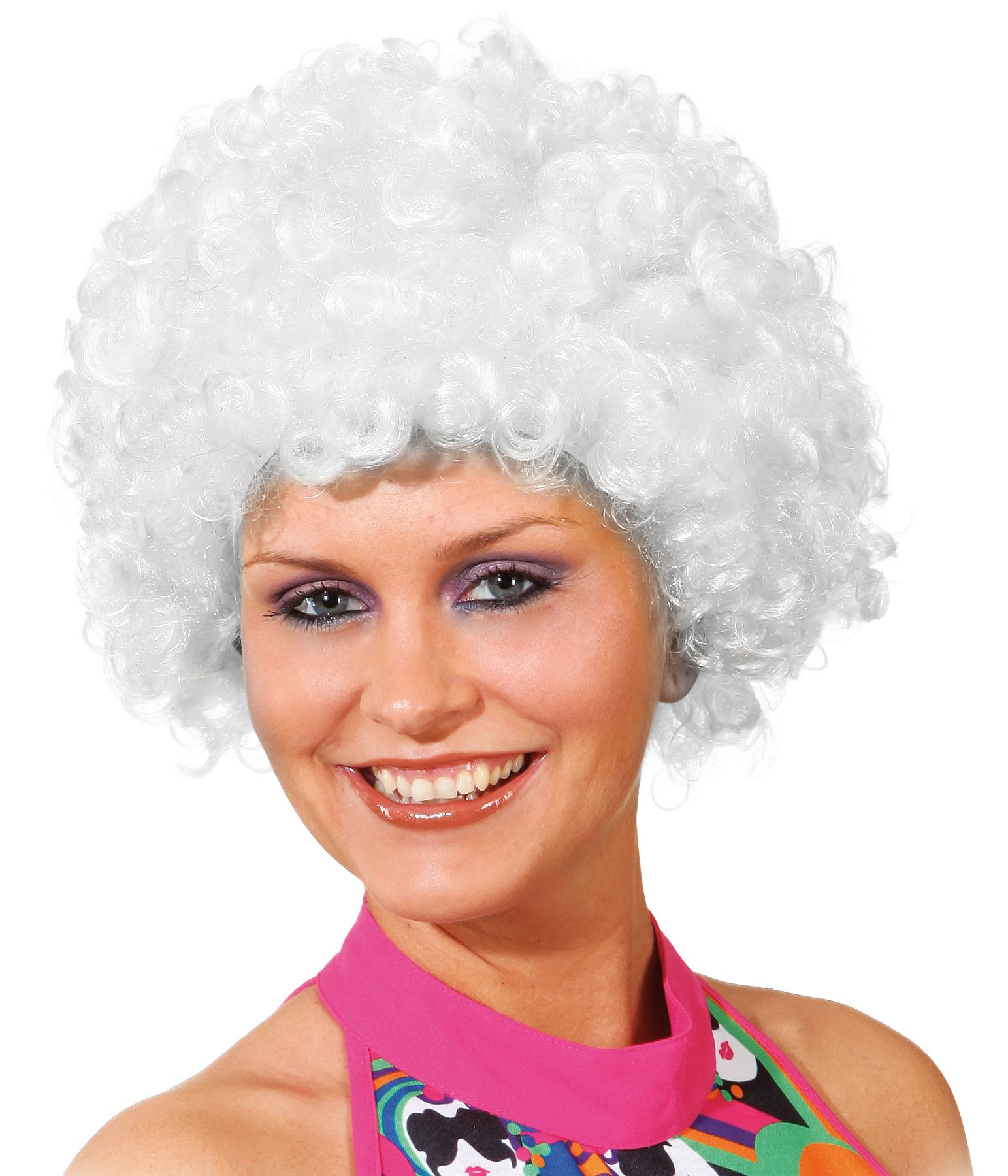 Small curl wig, white