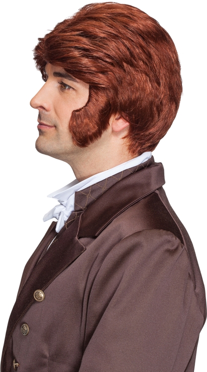 Men's wig with sideburns, red-brown