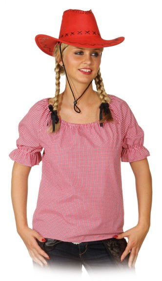 Blouse checked, red/white