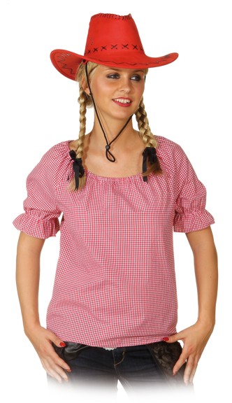 Blouse à carreaux, rouge-blanc