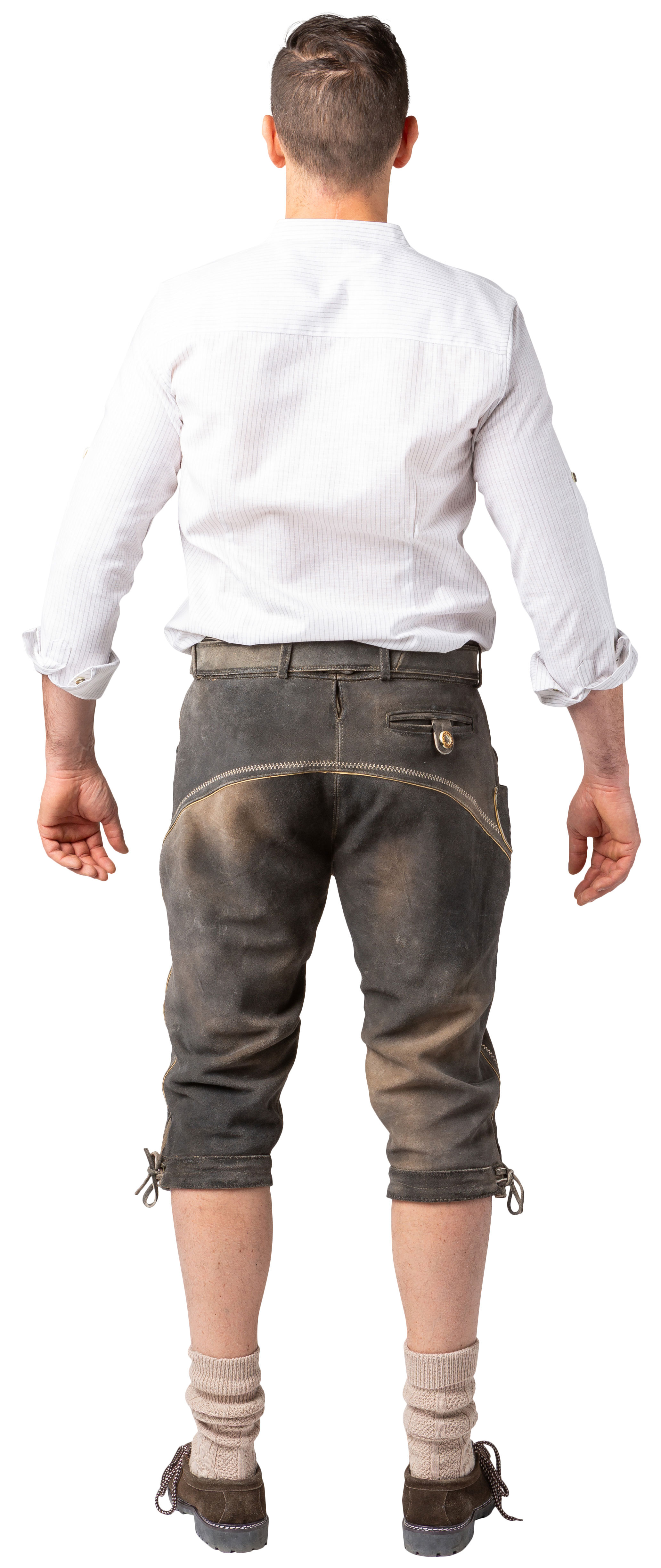 Knee breeches cowhide leather, stone gray