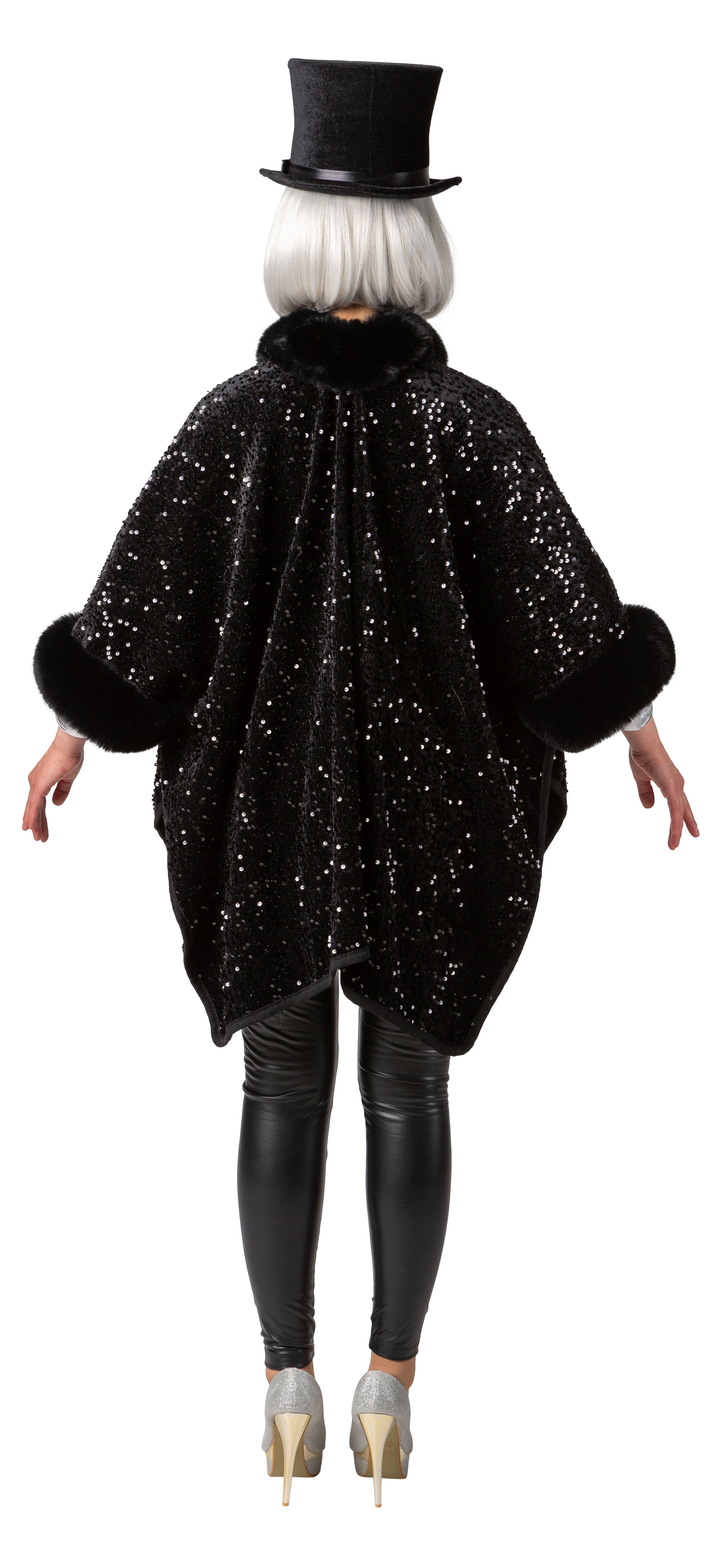 Sequin poncho, black