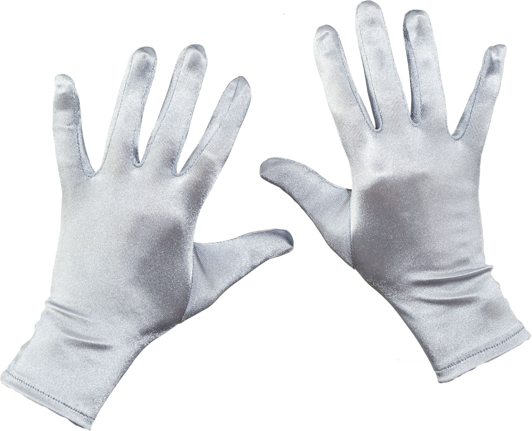 Gants satin courts, argenté