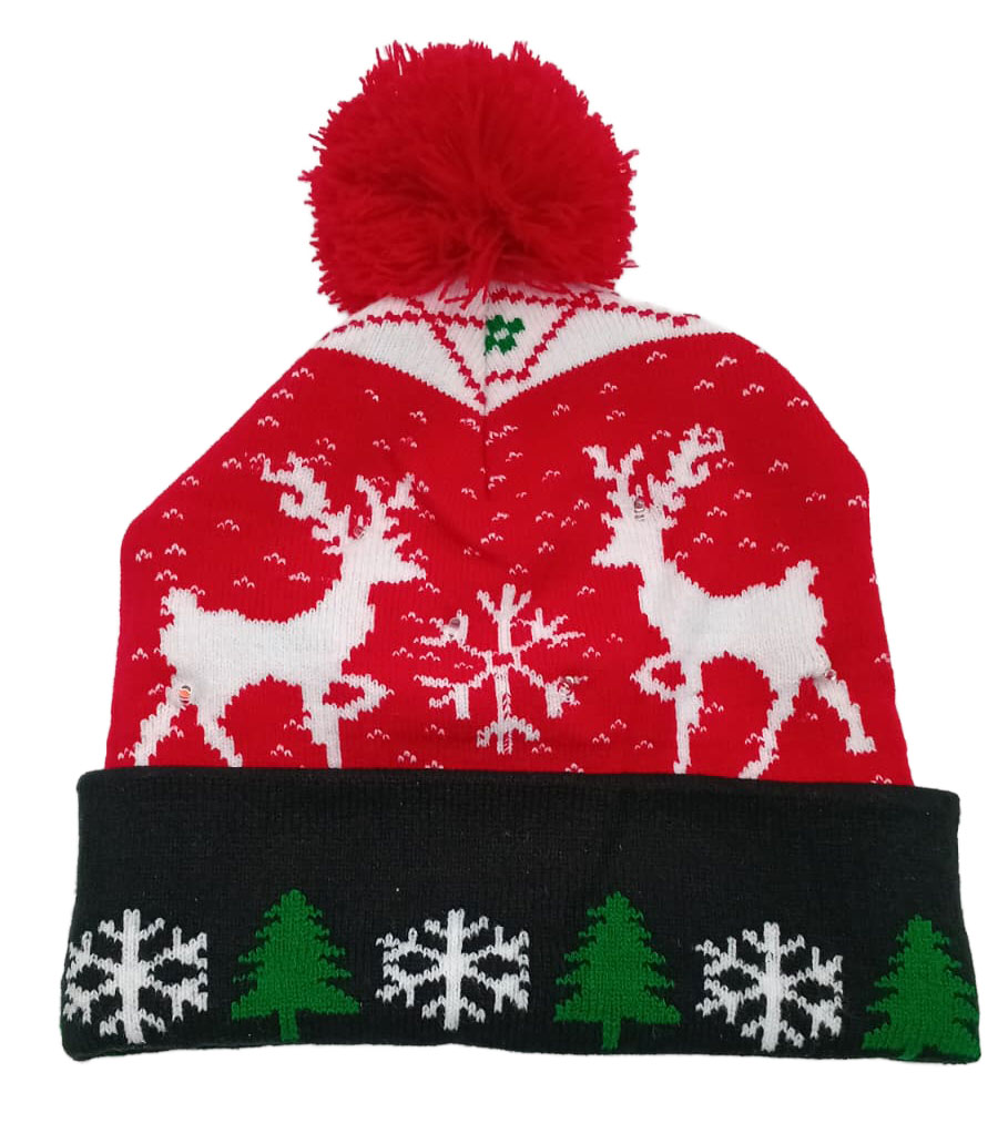 Bonnet à pompon rouge Renne