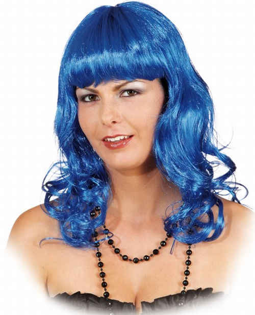 Wig curly, blue - Sale