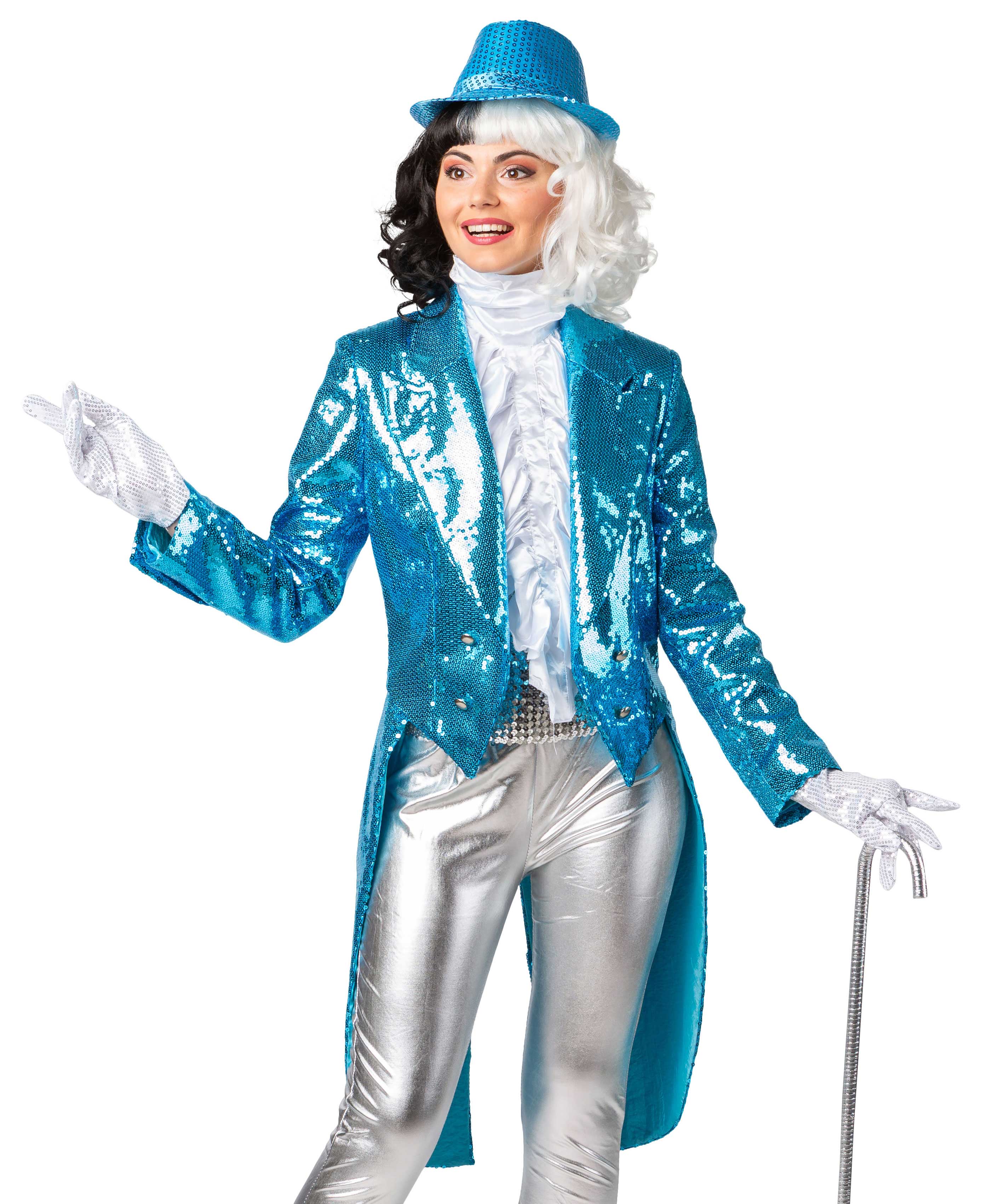 Ladies tailcoat sequin, turquoise