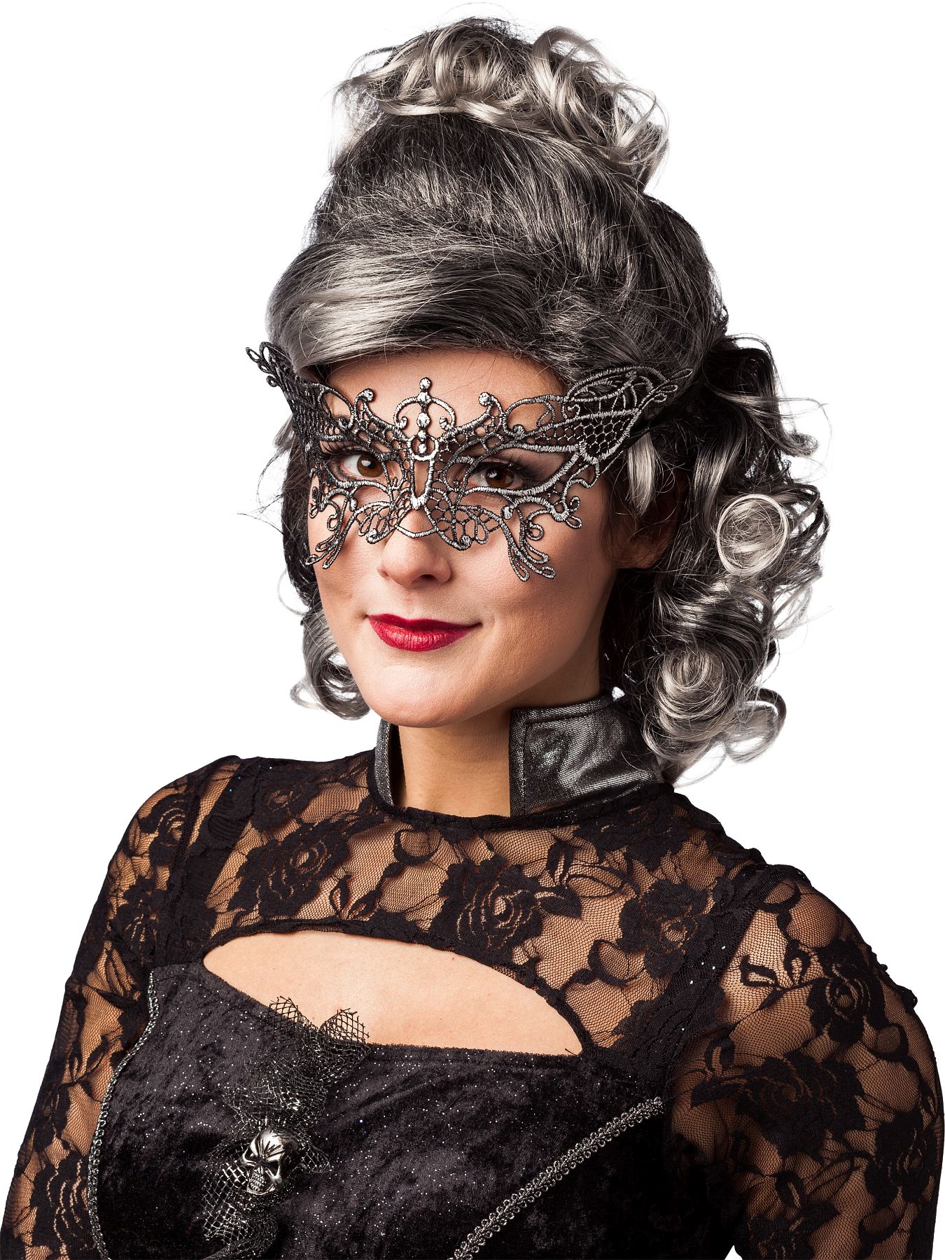 Lace mask butterfly, silver