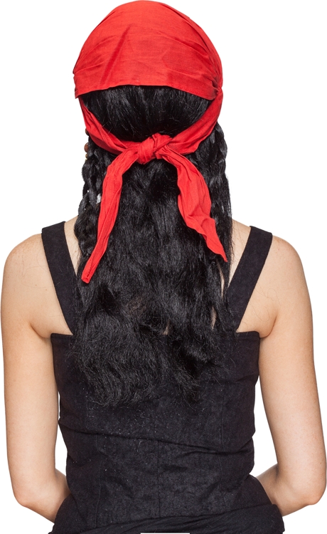 Buccaneer wig with red scarf - Sale