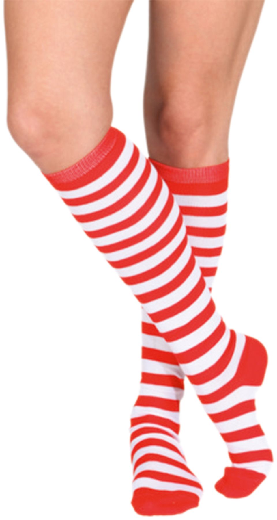 Striped knee highs, red/white