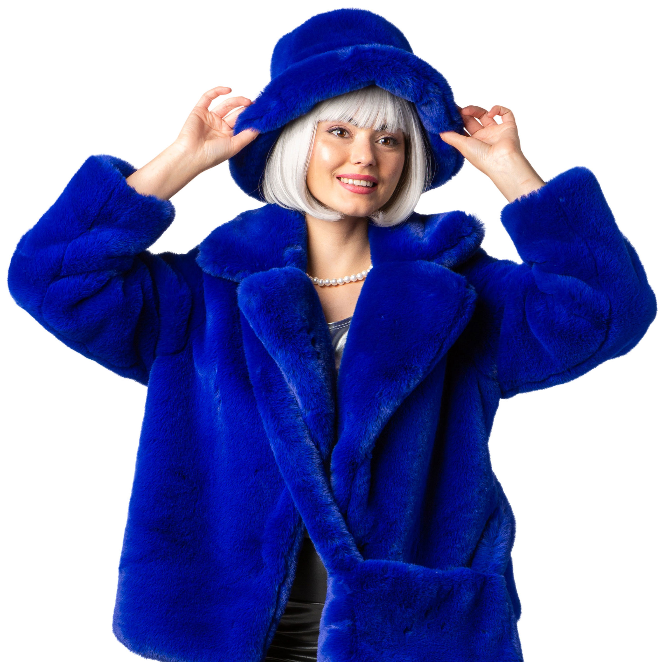 Fischermütze Plüsch, Blau