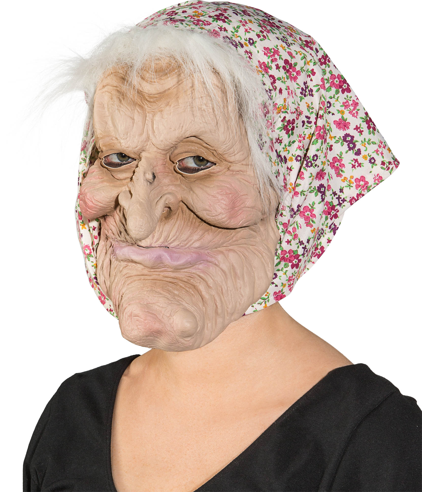 Masque de sorcière avec foulard et cheveux