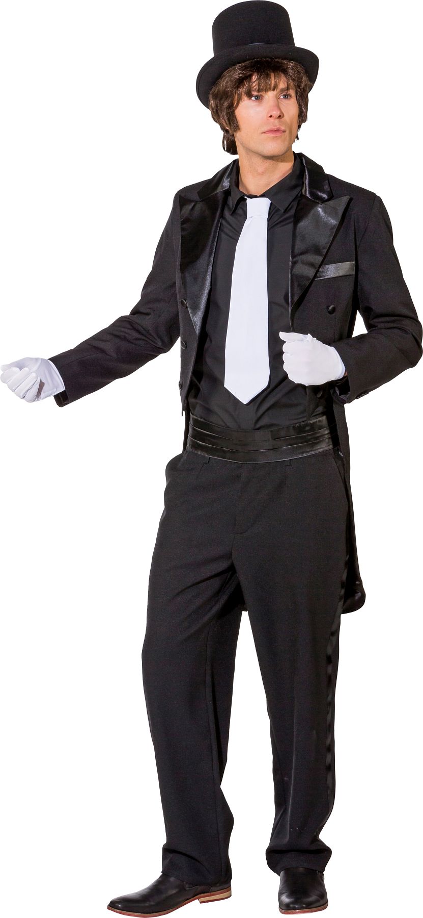 Men's tailcoat with satin shawl collar, black