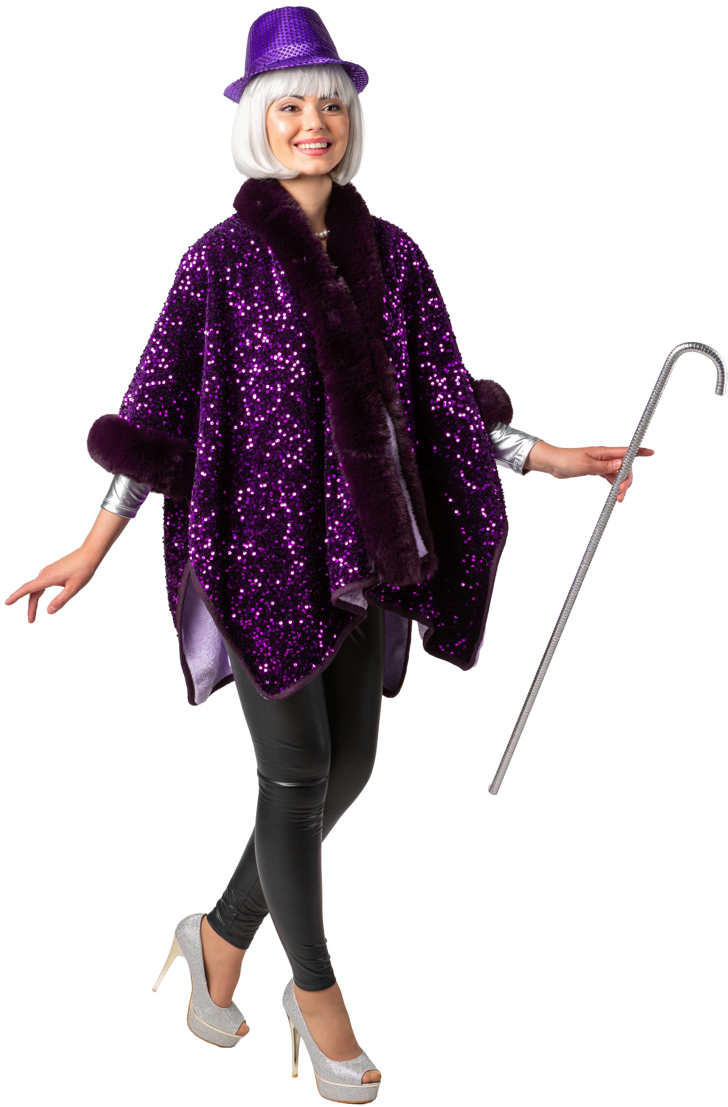 Pailettenponcho, lila