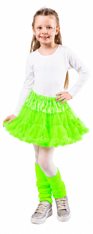 Children's petticoat with frills, neon green