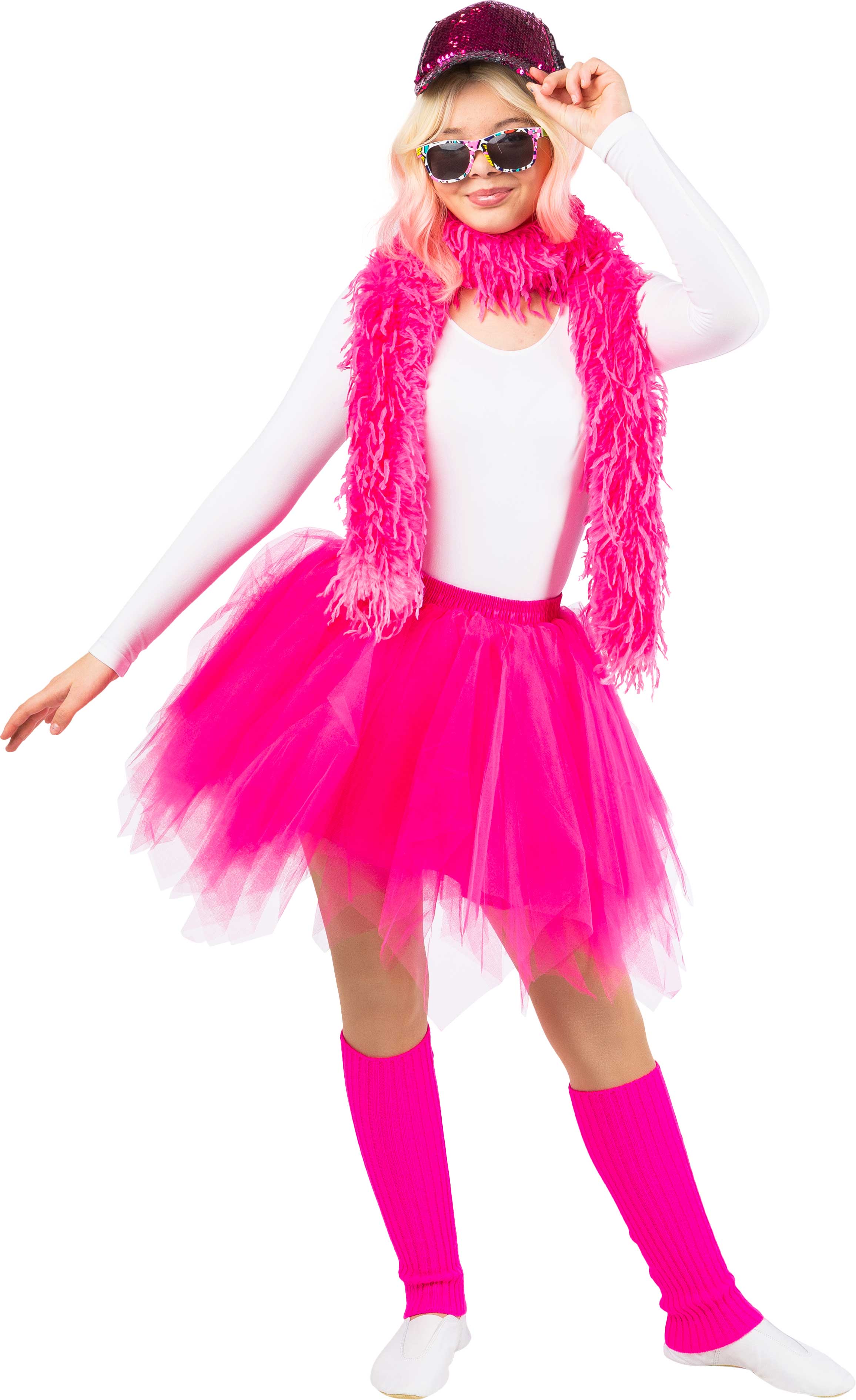 Leg warmers, knitted, 40cm, fuchsia