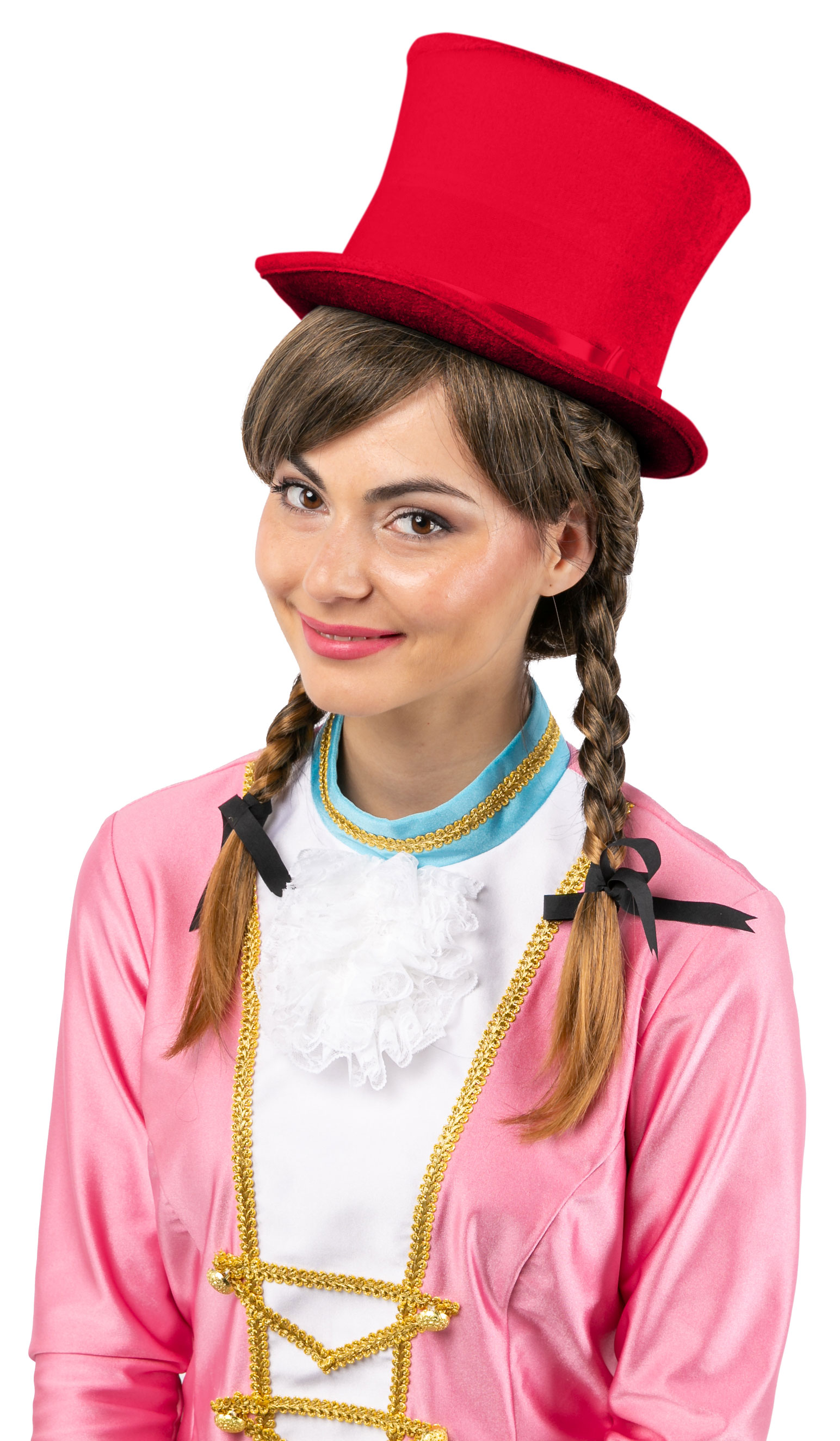 Hat made of red velvet - height 15,5 cm 