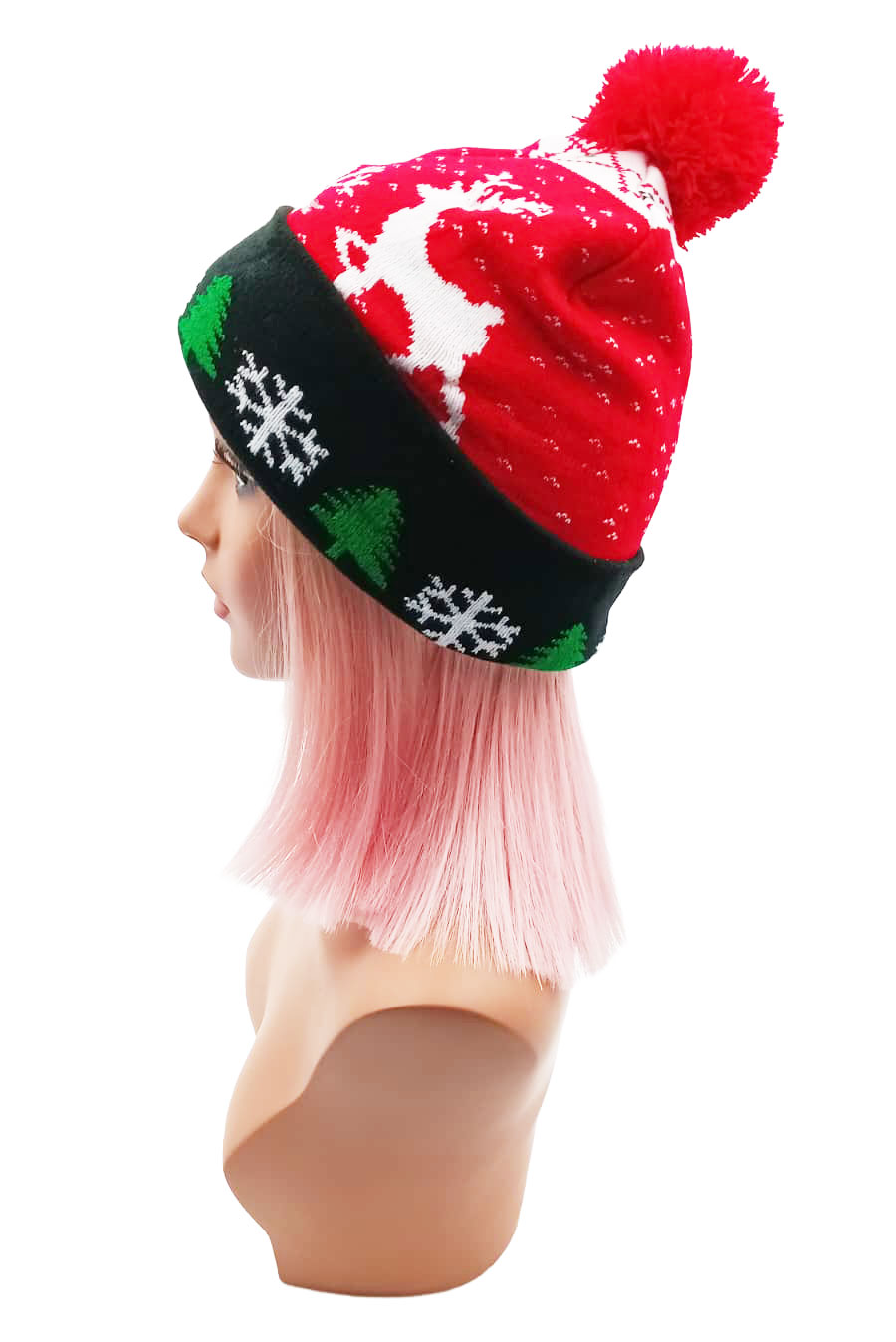 Bonnet à pompon rouge Renne