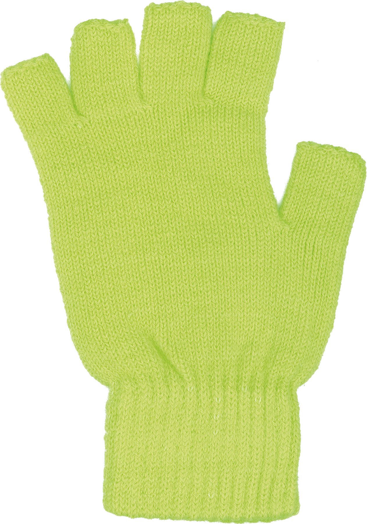 Strickhandschuhe kurz fingerlos, neongrün 