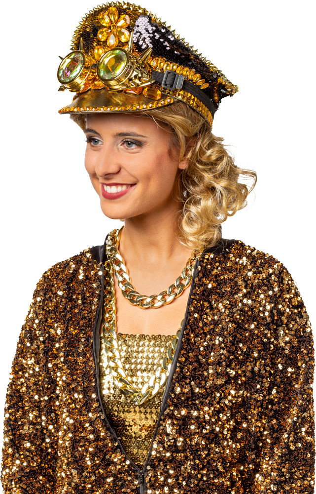 Schirmmütze Pailletten, gold